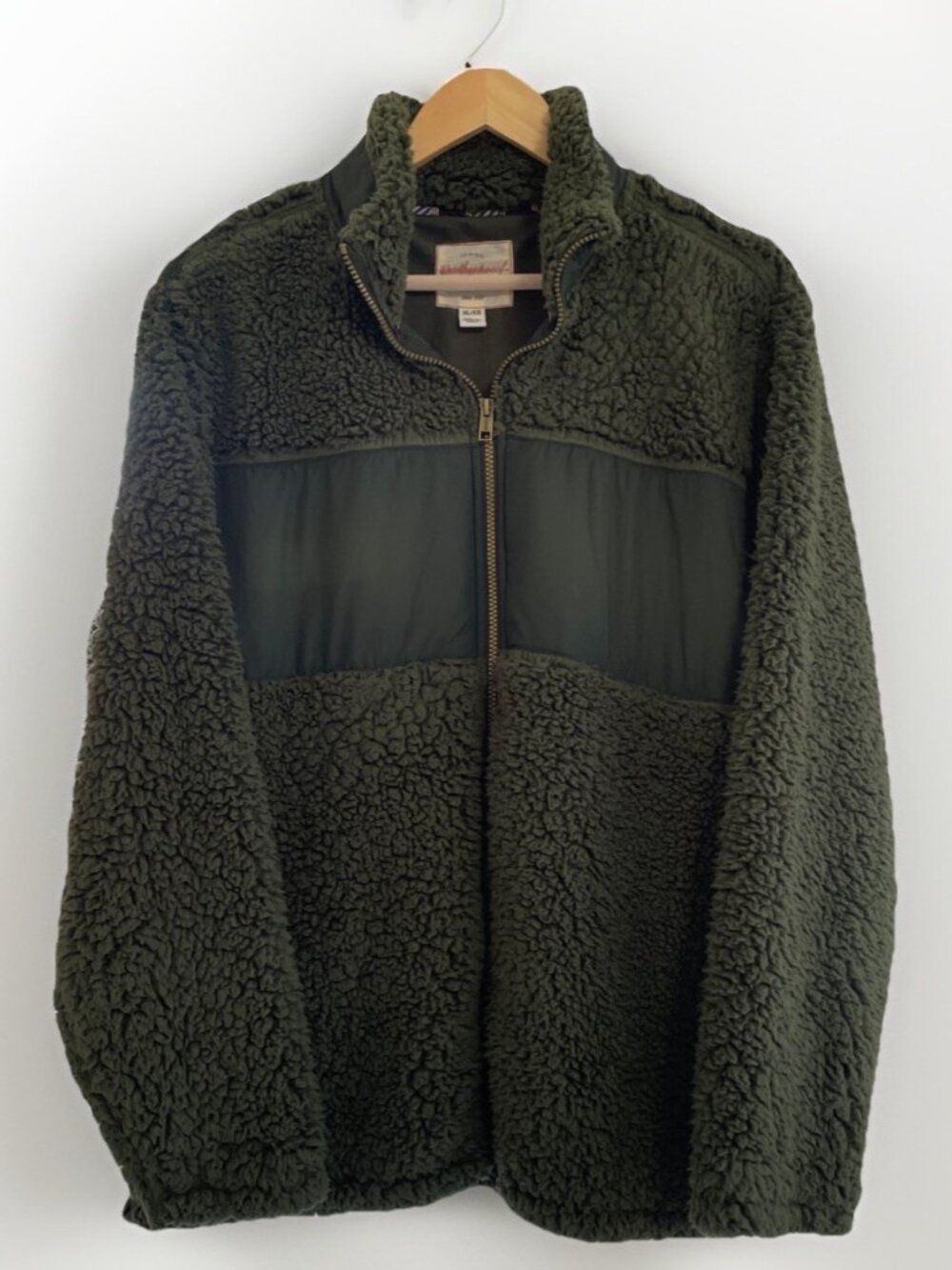 Weatherproof Vintage Mens XL Sherpa Fleece Jacket Army Green Full Zip